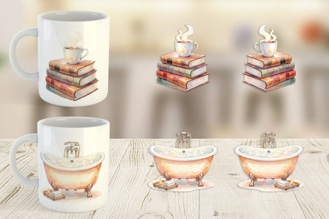 Mug Wrap Watercolor Cozy Mom Relaxation Art Sublimation artnoy 