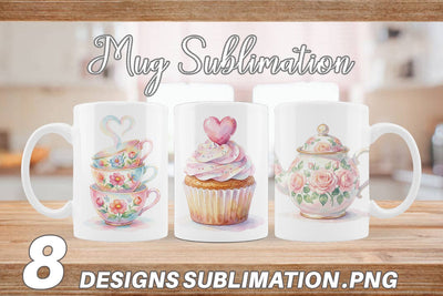 Mug Wrap Watercolor Cozy Tea Time Mom Brunch Sublimation artnoy 
