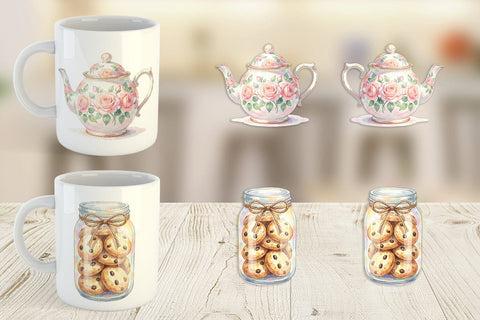 Mug Wrap Watercolor Cozy Tea Time Mom Brunch Sublimation artnoy 