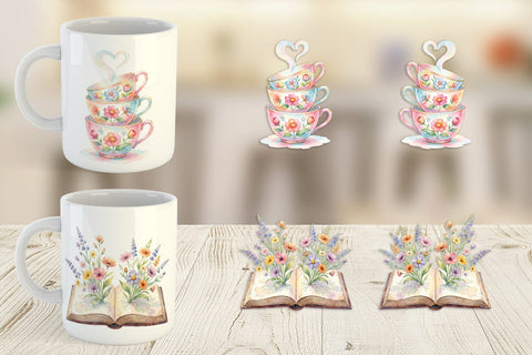 Mug Wrap Watercolor Cozy Tea Time Mom Brunch Sublimation artnoy 