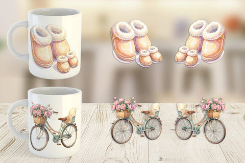 Mug Wrap Watercolor Cozy Tea Time Mom Lifestyle Sublimation artnoy 