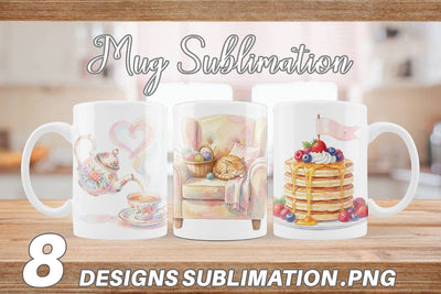 Mug Wrap Watercolor Cozy Tea Time Mom Lifestyle Sublimation artnoy 