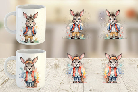 Mug Wrap Watercolor Cute Donkey Sublimation artnoy 