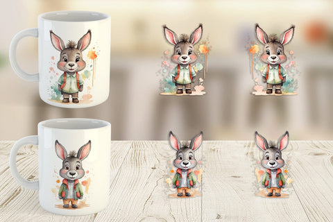Mug Wrap Watercolor Cute Donkey Sublimation artnoy 