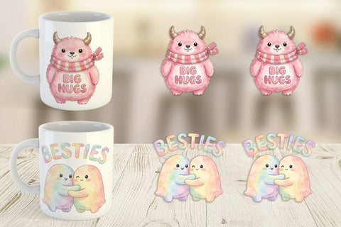 Mug Wrap Watercolor Cute Ugly Momster Quotes Sublimation artnoy 