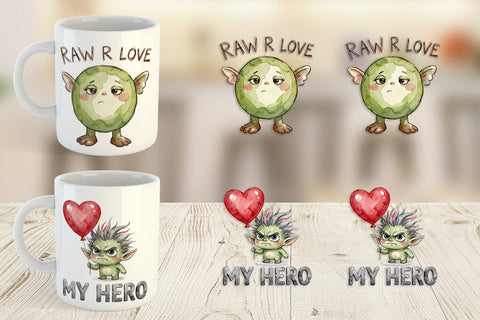 Mug Wrap Watercolor Cute Ugly Momster Quotes Sublimation artnoy 