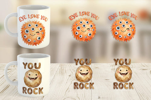 Mug Wrap Watercolor Cute Ugly Momster Quotes Sublimation artnoy 