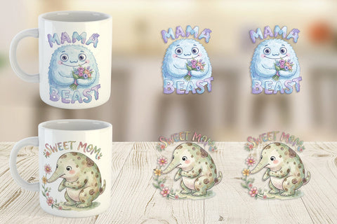 Mug Wrap Watercolor Cute Ugly Momster Quotes Sublimation artnoy 