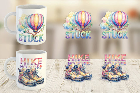 Mug Wrap Watercolor Cynical Travel And Hiking Art Sublimation artnoy 