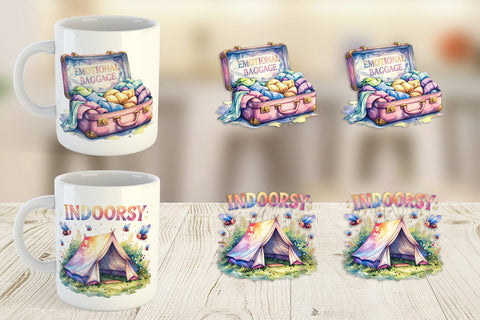 Mug Wrap Watercolor Cynical Travel And Hiking Art Sublimation artnoy 