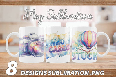 Mug Wrap Watercolor Cynical Travel And Hiking Art Sublimation artnoy 