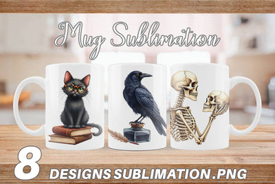 Mug Wrap Watercolor Dark Academia Creatures Sublimation artnoy 