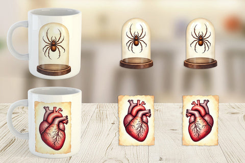 Mug Wrap Watercolor Dark Academia Creatures Sublimation artnoy 