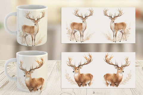 Mug Wrap Watercolor Deer Sublimation artnoy 