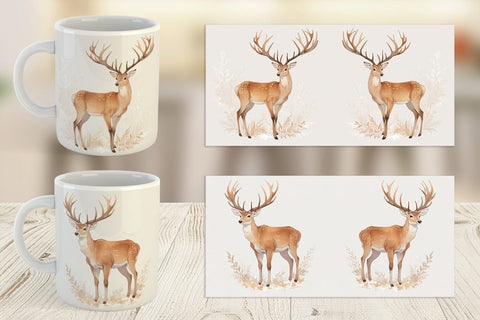 Mug Wrap Watercolor Deer Sublimation artnoy 