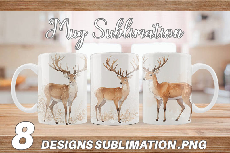 Mug Wrap Watercolor Deer Sublimation artnoy 