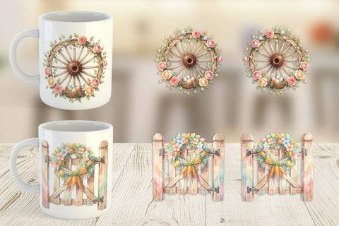 Mug Wrap Watercolor Desert Spring Easter Cacti Sublimation artnoy 