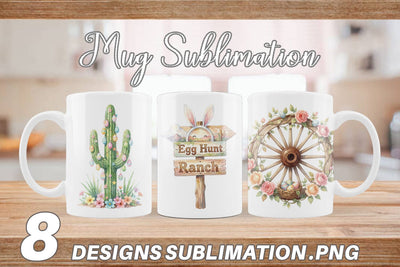 Mug Wrap Watercolor Desert Spring Easter Cacti Sublimation artnoy 
