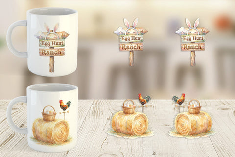 Mug Wrap Watercolor Desert Spring Easter Cacti Sublimation artnoy 