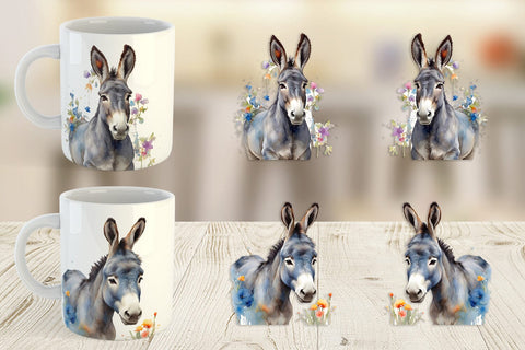 Mug Wrap Watercolor Donkey Easter Sublimation artnoy 