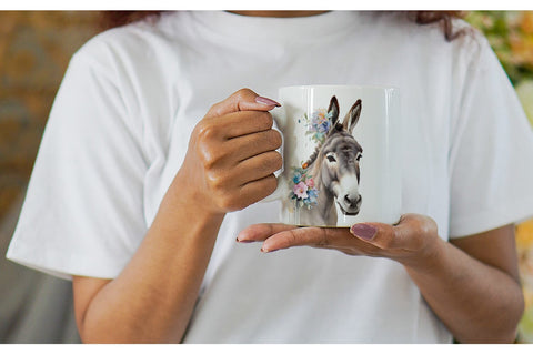 Mug Wrap Watercolor Donkey Easter Sublimation artnoy 