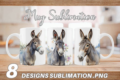 Mug Wrap Watercolor Donkey Easter Sublimation artnoy 