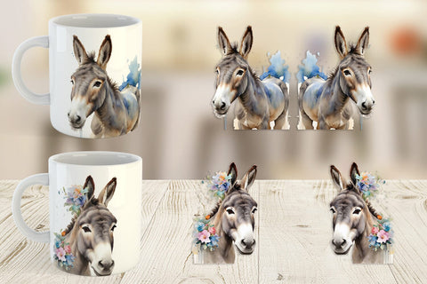 Mug Wrap Watercolor Donkey Easter Sublimation artnoy 
