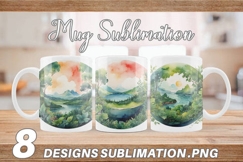 Mug Wrap Watercolor Earth Plants Sublimation artnoy 