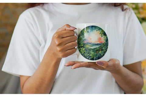 Mug Wrap Watercolor Earth Plants Sublimation artnoy 