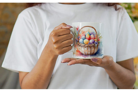 Mug Wrap Watercolor Easter Basket Sublimation artnoy 