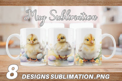 Mug Wrap Watercolor Easter Chick Sublimation artnoy 