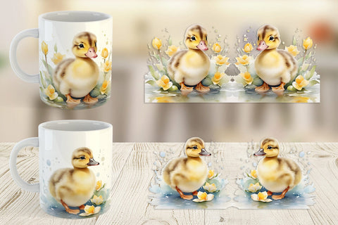 Mug Wrap Watercolor Easter Duck Sublimation artnoy 