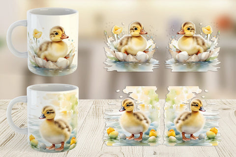 Mug Wrap Watercolor Easter Duck Sublimation artnoy 