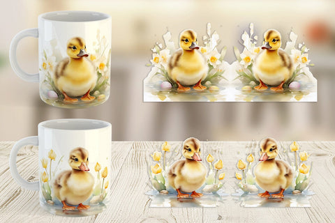 Mug Wrap Watercolor Easter Duck Sublimation artnoy 