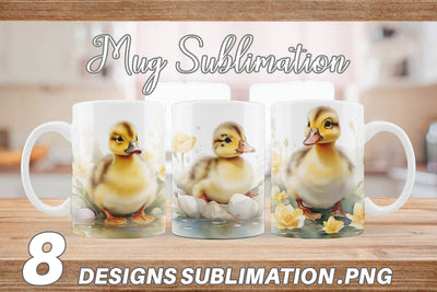 Mug Wrap Watercolor Easter Duck Sublimation artnoy 