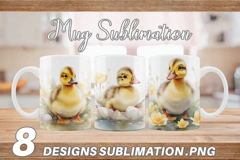 Mug Wrap Watercolor Easter Duck Sublimation artnoy 