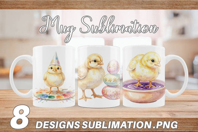 Mug Wrap Watercolor Easter Egg Painting Chicks Sublimation artnoy 