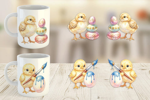 Mug Wrap Watercolor Easter Egg Painting Chicks Sublimation artnoy 