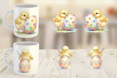 Mug Wrap Watercolor Easter Egg Painting Chicks Sublimation artnoy 