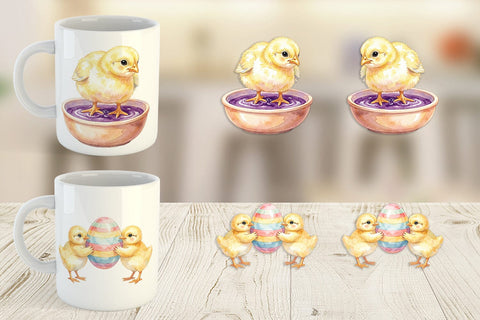 Mug Wrap Watercolor Easter Egg Painting Chicks Sublimation artnoy 