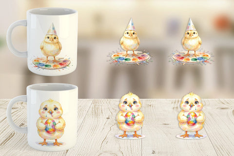 Mug Wrap Watercolor Easter Egg Painting Chicks Sublimation artnoy 