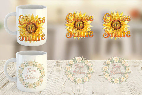 Mug Wrap Watercolor Elegant Floral Affirmations Quote Sublimation artnoy 