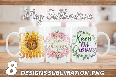 Mug Wrap Watercolor Elegant Floral Affirmations Quote Sublimation artnoy 