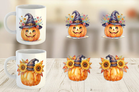 Mug Wrap Watercolor Enchanted Floral Witch Hat Sublimation artnoy 