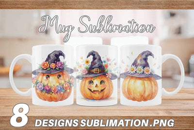 Mug Wrap Watercolor Enchanted Floral Witch Hat Sublimation artnoy 