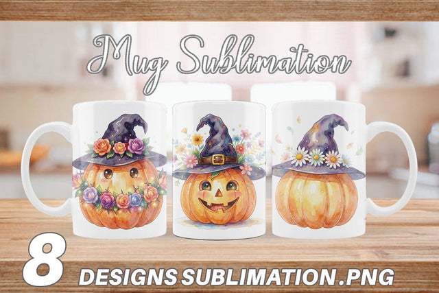 Mug Wrap Watercolor Enchanted Floral Witch Hat Sublimation artnoy 