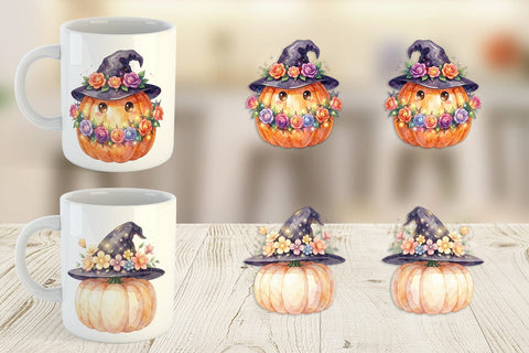 Mug Wrap Watercolor Enchanted Floral Witch Hat Sublimation artnoy 