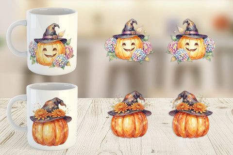 Mug Wrap Watercolor Enchanted Floral Witch Hat Sublimation artnoy 