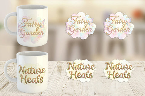 Mug Wrap Watercolor Enchanted Magic Flower Quote Sublimation artnoy 