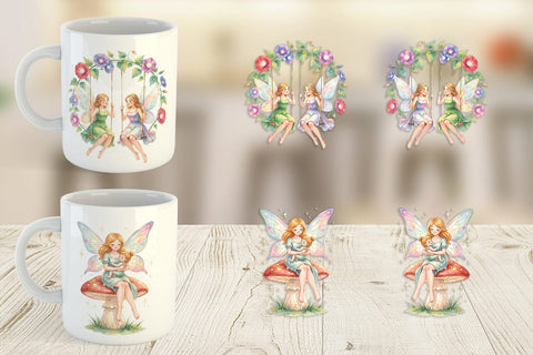 Mug Wrap Watercolor Fairy Mom And Baby Fantasy Sublimation artnoy 